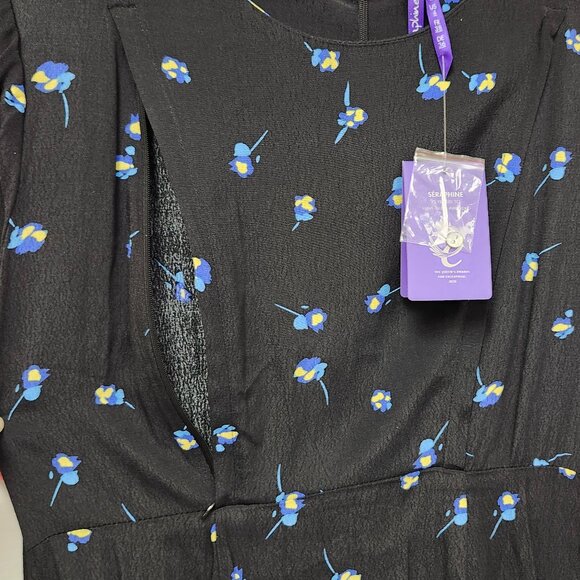 Seraphine Women's Black Floral Frill Nursing Friendly Midi Dress Size 4 & 8 - Picture 4 of 10